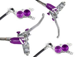 Hope Tech 4 E4 Disc Brake Set Silver / Purple - Standard Hose 2024